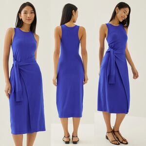 NWT Love, Bonito Aliyah Knit Column Wrap Midi Dress Sleeveless Cobalt Size 2
